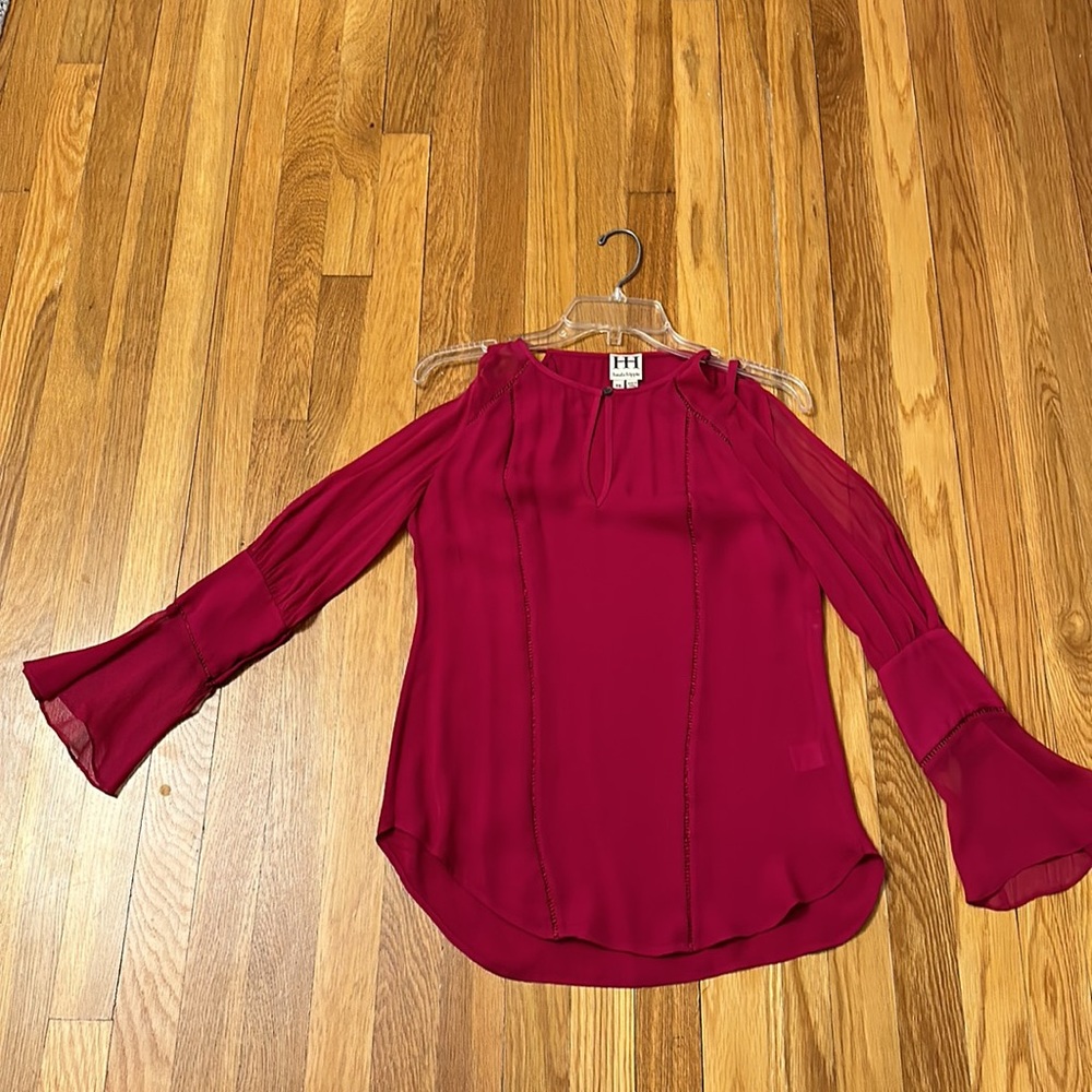 Haute Hippie cold shoulder raspberry colored blouse size xs